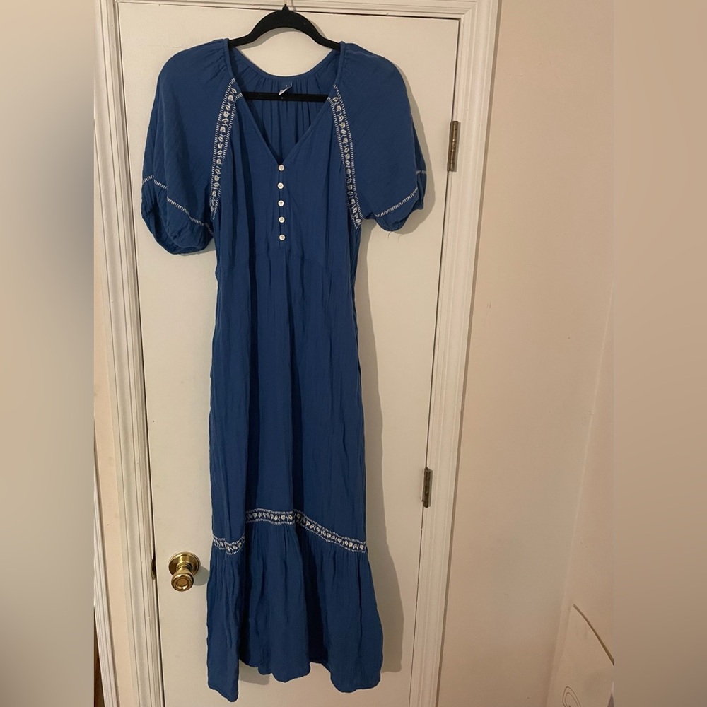 Old Navy Blue Maxi Sundress with Ruffled Tiered Skirt